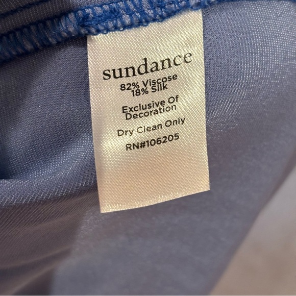 Sundance Sz M Blue Velvet Peasant Blouse Lace Trim Boho - Picture 8 of 8